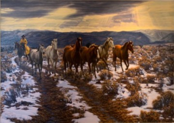  running Oil Painting - horse running grassland